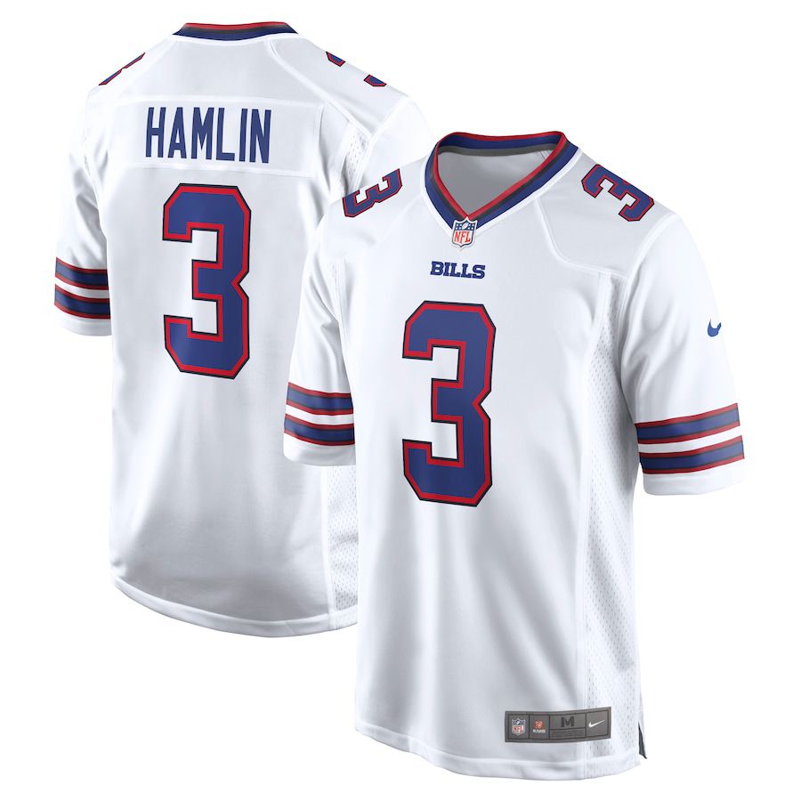 Men Buffalo Bills #3 Damar Hamlin Nike White Game NFL Jersey->women nfl jersey->Women Jersey